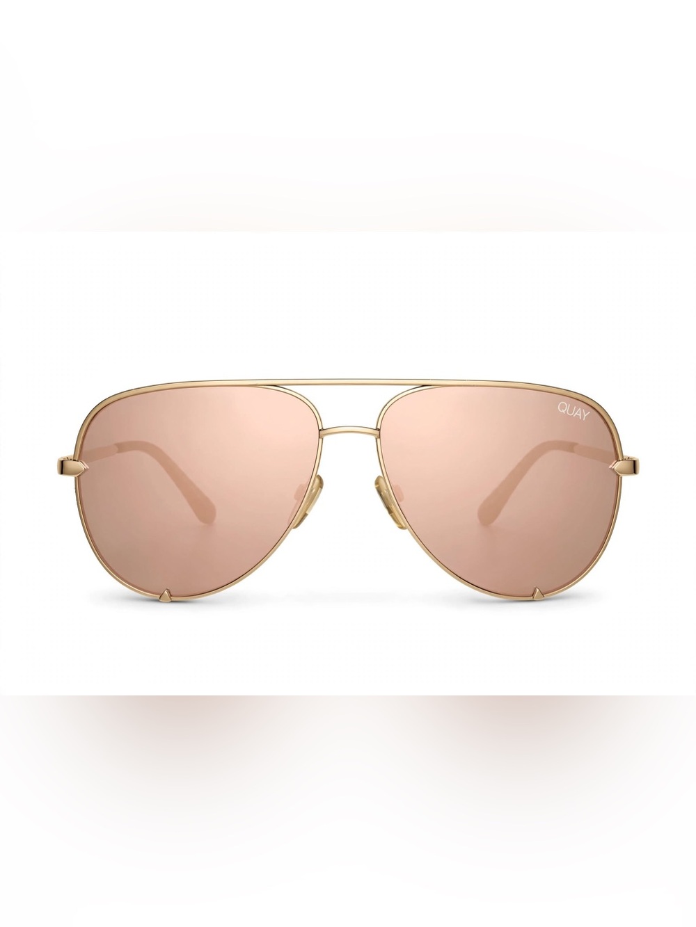 QUAY Rose Gold Frame Pink Lens Aviator Sunglasses - Women
